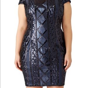 Adrianna Papell cocktail formal Navy dress sz 18W